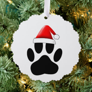 Carte Décorative Chien Pawprint Santa Hat