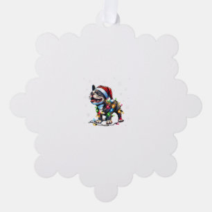 Carte Décorative Chiens de Noël Français Drôle Lumières de chapeau