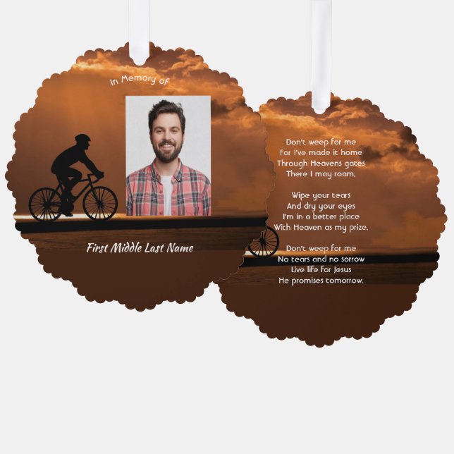 Carte Décorative Christian Memorial Keepsake Biking Cycling Bike  (Recto/Verso)