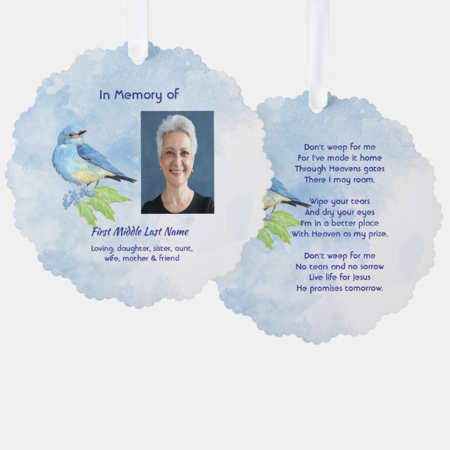 Carte Décorative Christian Memorial Keepsake Bluebird Garden Bird  (Recto/Verso)