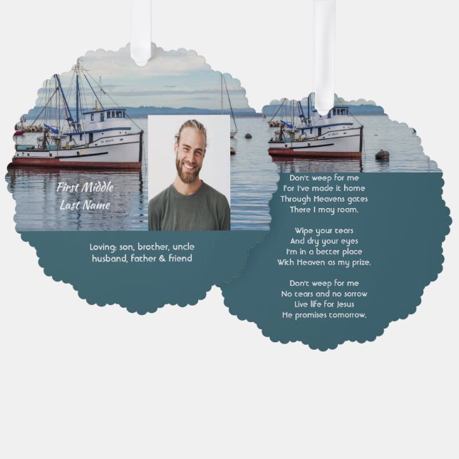 Carte Décorative Christian Memorial Keepsake Commercial Fisherman (Recto/Verso)