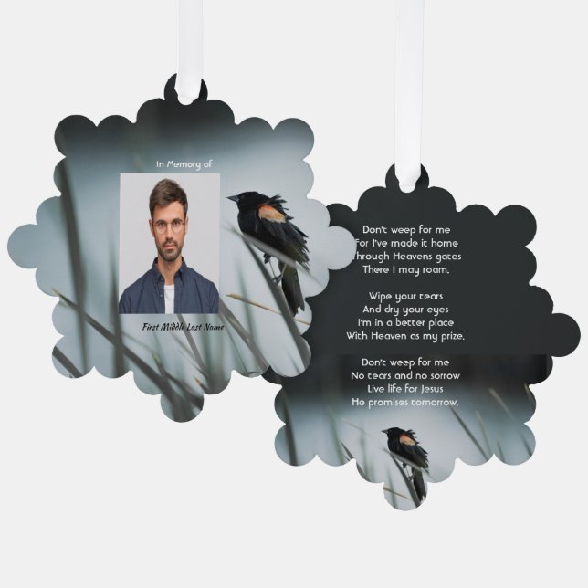 Carte Décorative Christian Memorial Keepsaké Red-wing Blackbird (Recto/Verso)