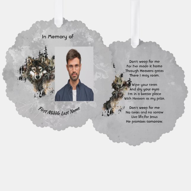 Carte Décorative Christian Memorial Keepsake Wolf Wolves Animal art (Recto/Verso)
