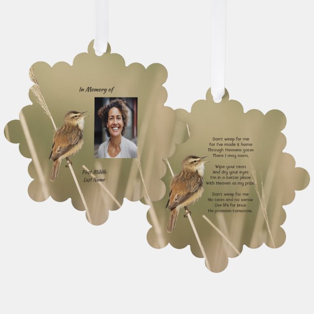 Carte Décorative Christian Memorial Photo Bird Garden Nature  (Recto/Verso)