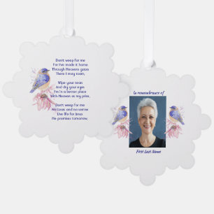 Carte Décorative Christian Memorial Poem Bluebird Garden Bird