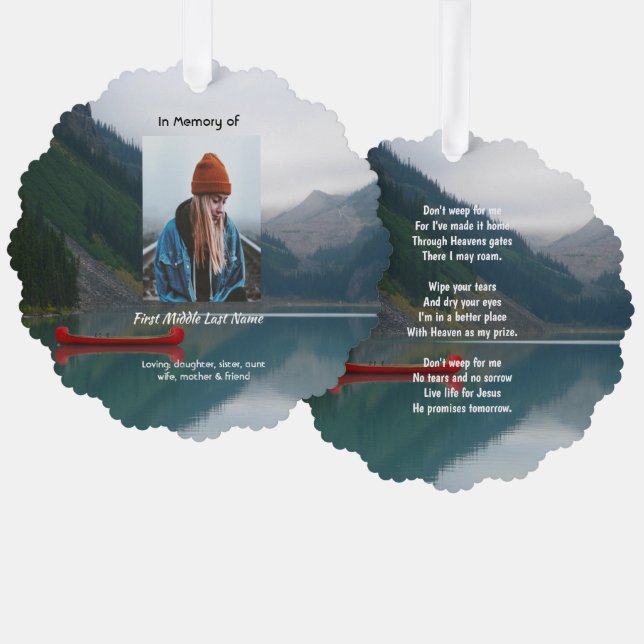 Carte Décorative Christian Memorial Wilderness Lake Canoe (Recto/Verso)