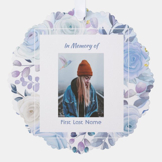 Carte Décorative Christian Memory Keepsaké Hummingbird Roses bleus (Recto)