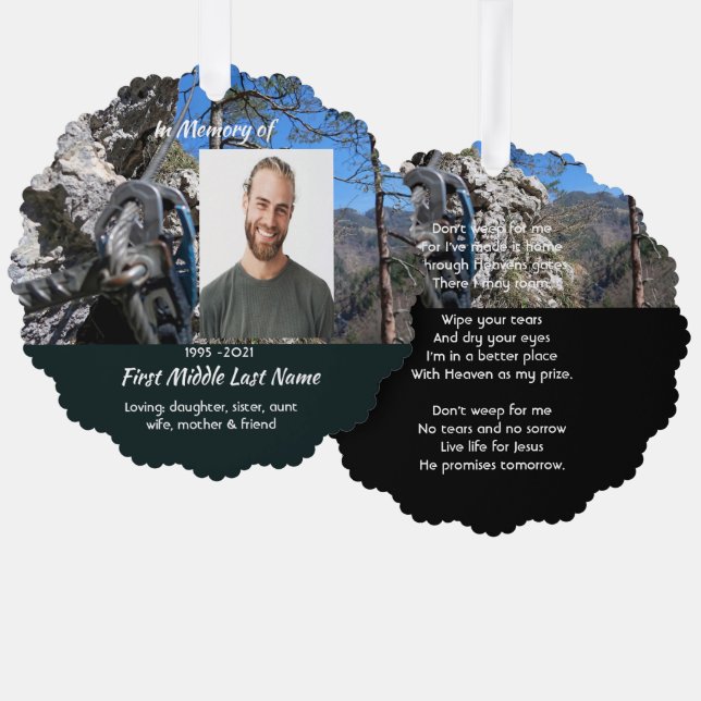 Carte Décorative Christian Rock Climbing  Memorial Keepsake  (Recto/Verso)