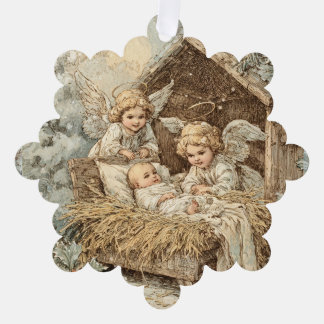 Carte Décorative Christmas card with baby Snowflake Framed Ornament