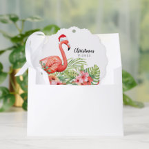 Christmas Flamingo Floral Greenery Wishes