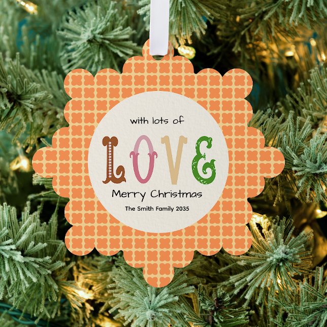 Carte Décorative Christmas Love Modern Typography Personalized  (Decorate Christmas Tree/As Gift Tag for your loved ones with this Christmas Love Typography Ornament)