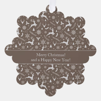 Carte Décorative Christmas Reindeer Pattern Brown with Text