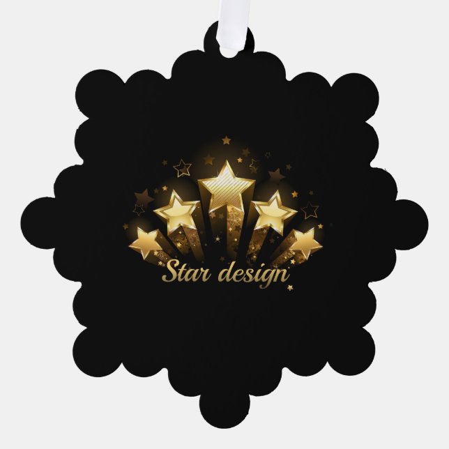 Carte Décorative Cinq étoiles d'or en noir (Recto)