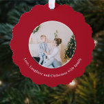 Carte Décorative Citation de Noël Amour rire<br><div class="desc">**Célébrez l'amour, le rire et la famille ce Noël avec notre ornement de papier photo personnalisé** Cette saison des Fêtes, chérissez l'amour, le rire et les moments précieux partagés avec la famille pendant que vous décorez votre arbre de Noël avec notre ornement de papier photo personnalisé. Doté d'un modèle photo...</div>