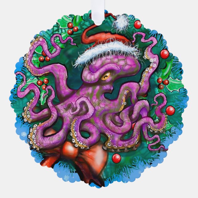 Carte Décorative Clouage de la fenêtre Octopus de Noël (Recto)