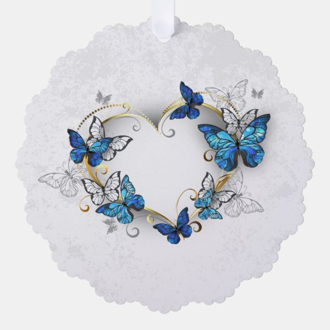 Carte Décorative Coeur bijoux avec papillons Morpho (Recto)