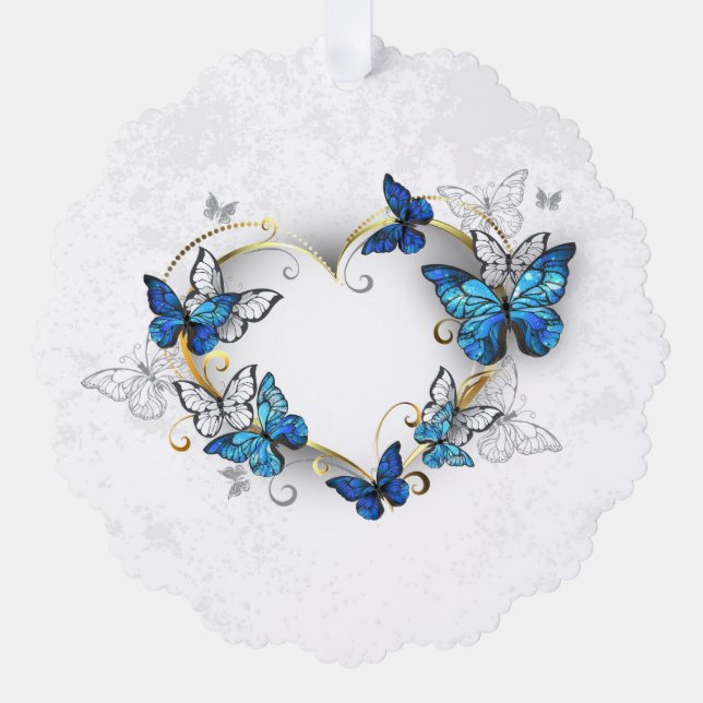 Carte Décorative Coeur bijoux avec papillons Morpho (Recto)