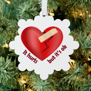 Carte Décorative Coeur brisé guéri avec patch et citation de vie