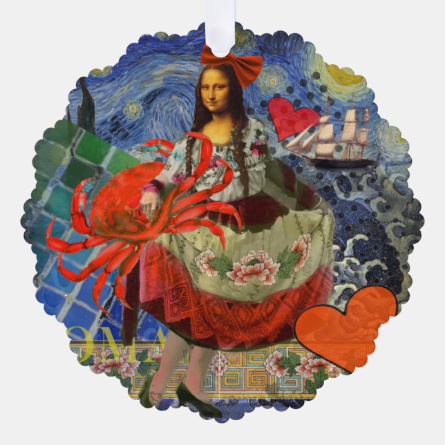 Carte Décorative Collage Nuit étoilée de Mona Lisa : Surréalisme fa (Recto)