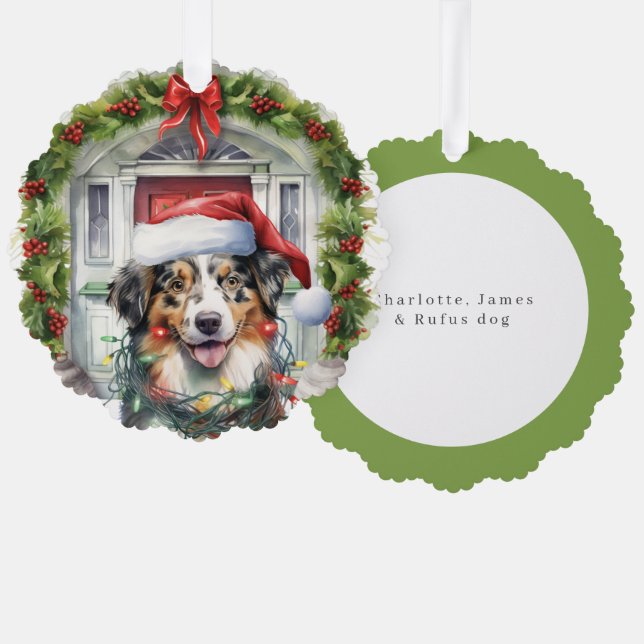 Carte Décorative Collie Chien à Santa Hat Porte d'entrée Noël (Recto/Verso)