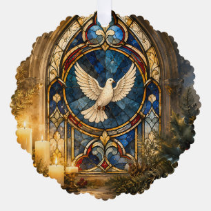 Carte Décorative Colombe de Noël en vitrail