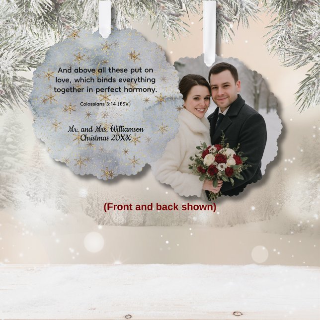 Carte Décorative Colossiens 3:14 Amour et Harmonie  (Colossians 3:14 Couples Christmas ornament)