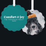 Carte Décorative Confort & Joie Moderne minimaliste Noël Turquoise<br><div class="desc">Notre "Confort & Joy Modern Minimalist Turquoise Christmas Ornament Card" apporte une touche d'élégance contemporaine à vos célébrations de vacances. Cette carte exquise présente une décoration turquoise de Noël, évoquant des sentiments de sérénité et de joie pendant la période des fêtes. L'ornement de Noël à l'épreuve des éclats et les...</div>
