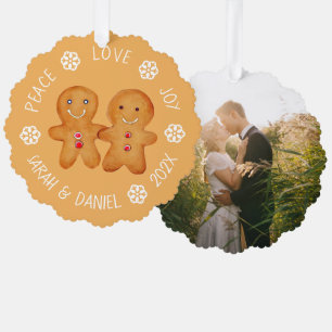 Carte Décorative Couple de biscuits de Noël au gingembre Photo Floc