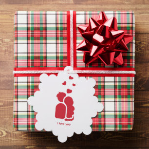 Carte Décorative Couple et Coeur simple blanc rouge personnalisées