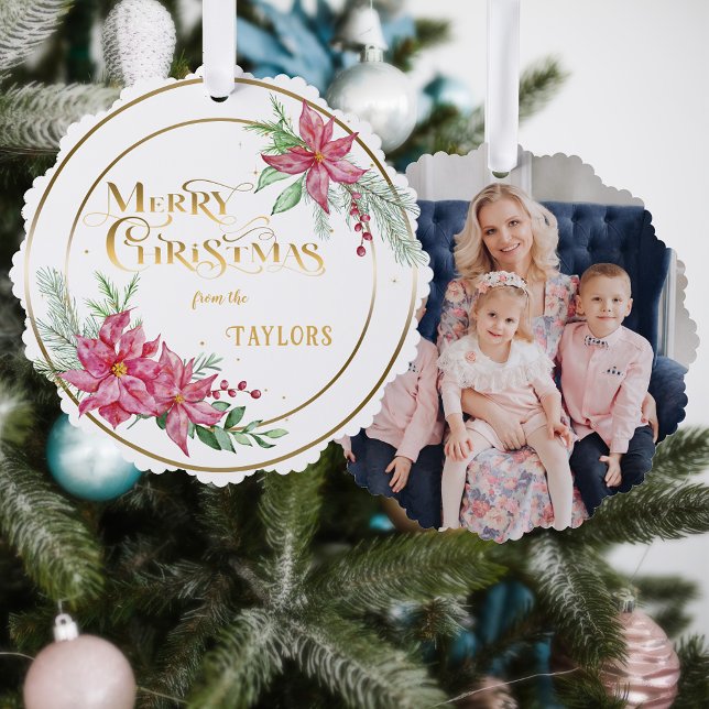 Carte Décorative Courbe Poinsettia moderne avec photo (Créateur téléchargé)