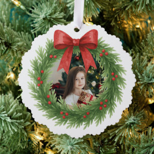 Carte Décorative Couronne aquarelle photo Noël moderne de Noël