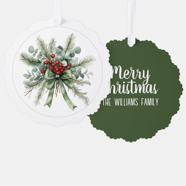 Carte Décorative Couronne de Noël botanique  (Recto/Verso)