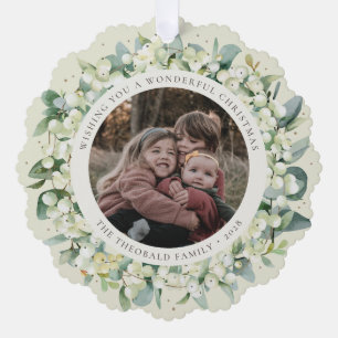 Carte Décorative Couronne de Noël Crème Snowberry+Eucalyptus Photo