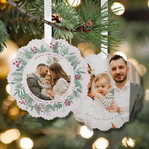 Carte Décorative Couronne de Noël hivernale avec photo