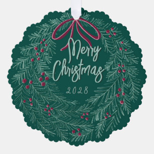 Carte Décorative Couronne de Noël photo de Joyeux Noël émeraude