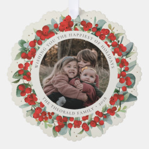Carte Décorative Couronne de vacances Baies rouges + Eucalyptus Pho