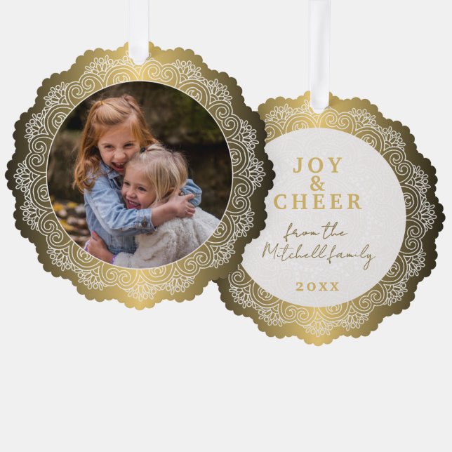 Carte Décorative Couronne Mandala blanche personnalisée sur Faux Go (Recto/Verso)