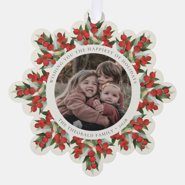 Carte Décorative Cream Red Berries+Greenery Holiday Paper (Recto)