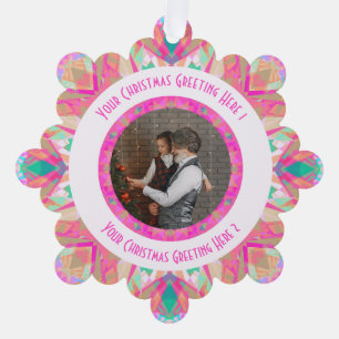 Carte Décorative Custom Christmas Star Jolly Pink Photo Grey