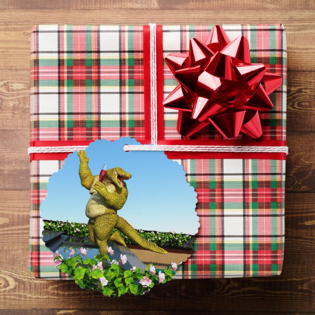 Carte Décorative Custom Funny Crocodile Drinking Champagne (Insitu (Cadeau))