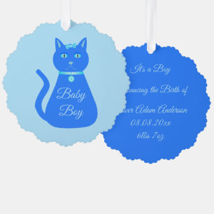 Carte Décorative Cute Blue Baby Boy Chat Personnalisé