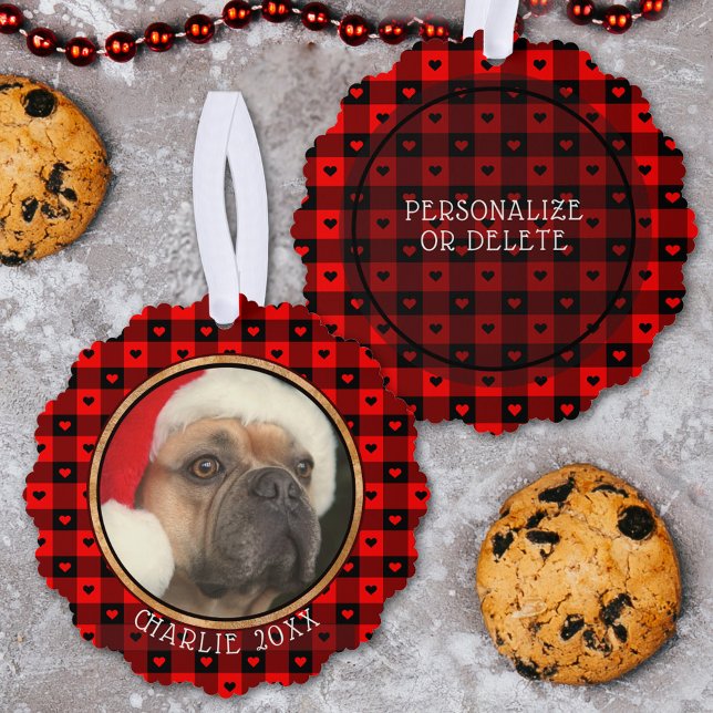 Carte Décorative Cute Buffalo Plaid Hearts Custom Chien Animal de c (Créateur téléchargé)