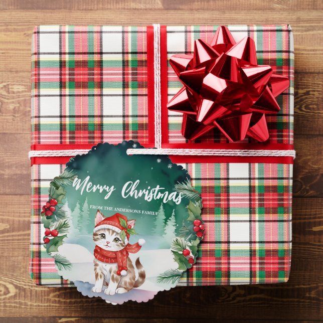 Carte Décorative Cute chat kitty Père Noël Xmas Fête Famille Enfant (Insitu (Cadeau))