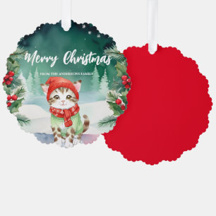 Carte Décorative Cute chat kitty Père Noël Xmas Fête Famille Enfant