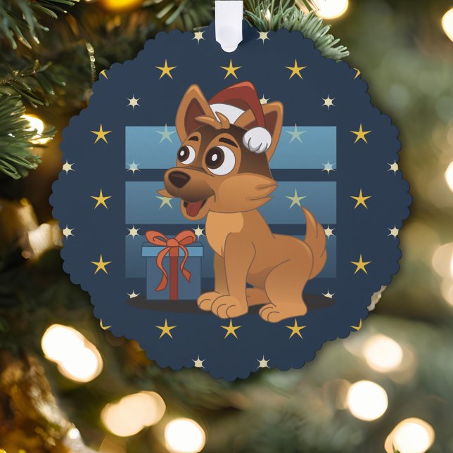 Carte Décorative Cute German Shepherd puppy Cartoon Starry night (Créateur téléchargé)