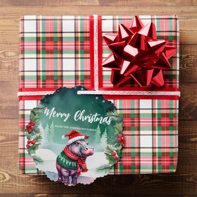 Carte Décorative Cute HIPPO Père Noël Xmas Fête Famille Enfants (Insitu (Cadeau))