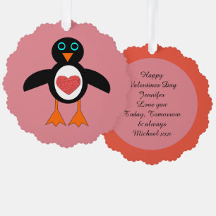 Carte Décorative Cute Love Coeur Penguin Personnalisé