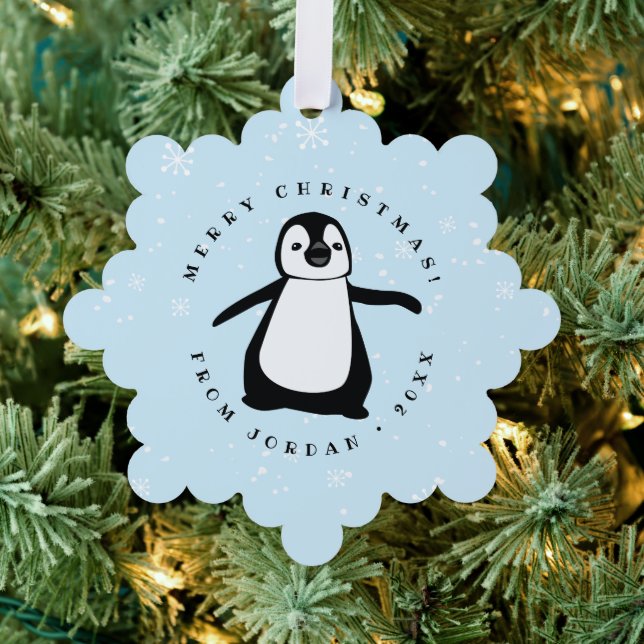 Carte Décorative Cute Penguin Winter Snow Class cadeau personnalisé (Insitu (Arbre))