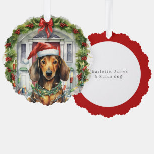 Carte Décorative Dachshund à Santa Hat Porte d'entrée Noël
