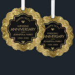 Carte Décorative Damas Noir & Or 50e anniversaire de Mariage<br><div class="desc">Élégant arrière - plan noir et or brillant personnalisable 50ème mariage modèle anniversaire.</div>